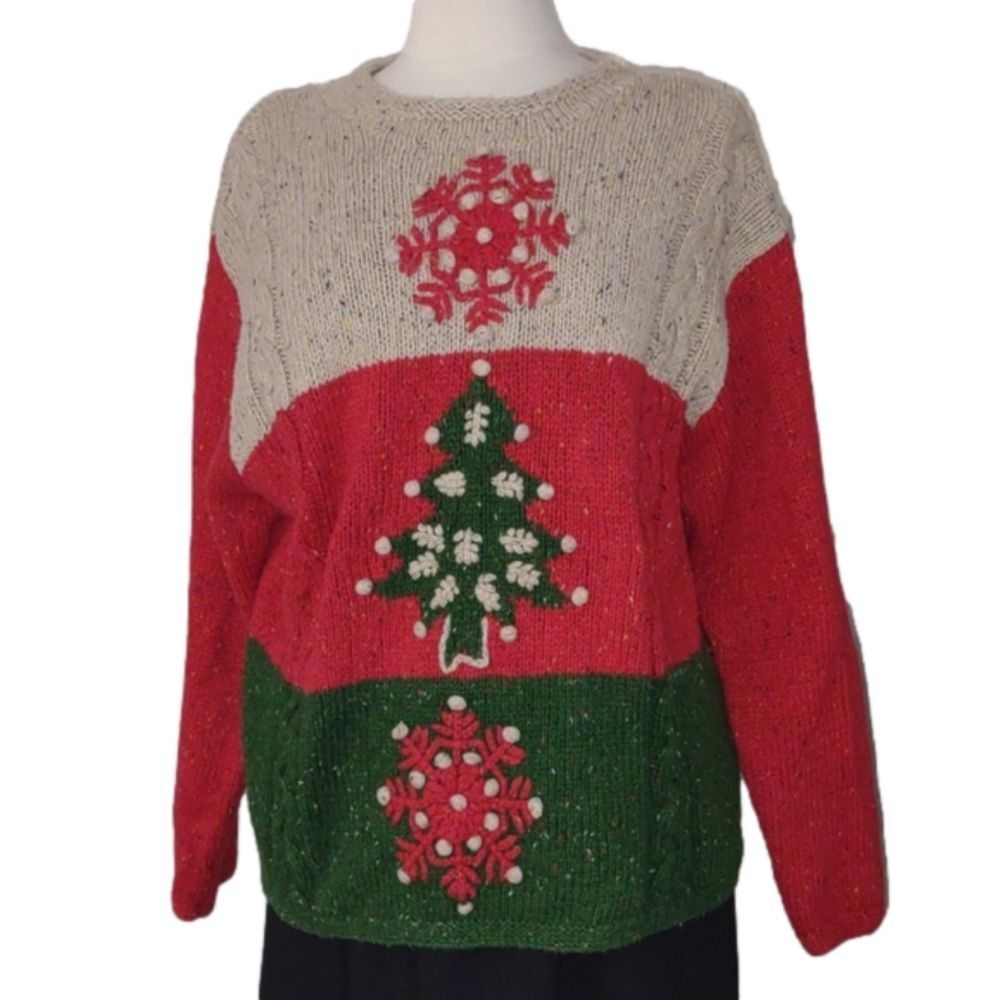 Liz Claiborne Elisabeth Hand Knit Chunky Christmas Sweater Jumper